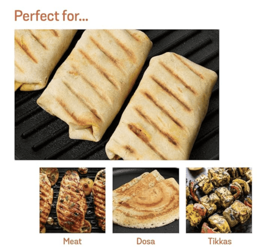 Meyer Pre-Seasoned Cast Iron 2 in 1 Grill and Griddle Pan | Cast Iron Tawa for Dosa | Iron Cookware for Kitchen | Roti Tawa Cast Iron | Cast Iron Grill Pan | Iron Tava Big Size, 30cm, Black - Image 5